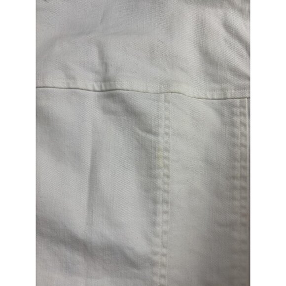 Elliott Lauren Jacket Womens 8 White Zip Front Raw Hem Collarless Cotton Stretch - Picture 11 of 11